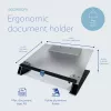 R-Go Tools dokumentų laikiklis R-Go Read2Write, tinkamas skaitymui ir rašymui, ergonomiškas, su minkšta putplasčio riešo atrama, matinis akrilas