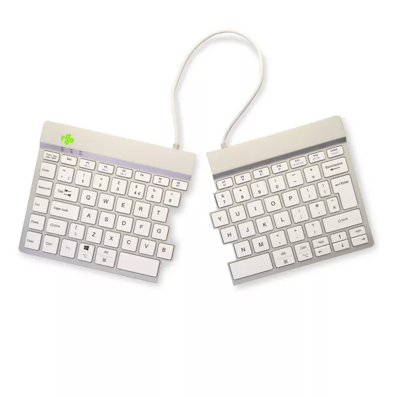 Ergonominė klaviatūra R-Go Split Break su pertraukų programine įranga, QWERTY (UK), Bluetooth, balta