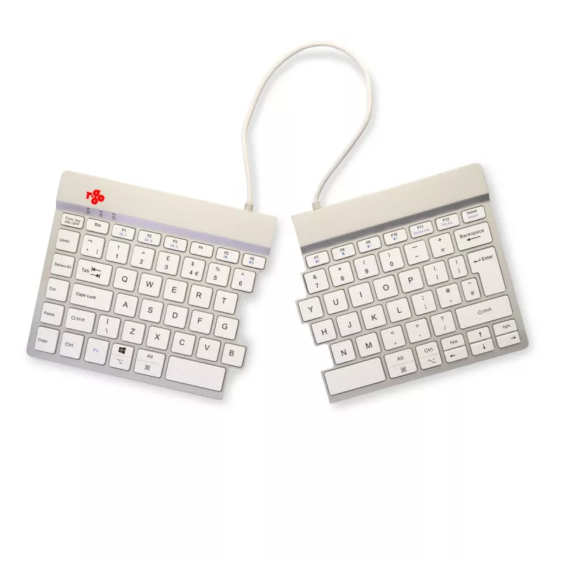 Ergonominė klaviatūra R-Go Split Break su pertraukų programine įranga, QWERTY (UK), Bluetooth, balta