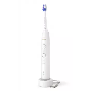 Dantų šepetėlis garsinis Philips Series 6100 HX7400/01 — 62 000 judesių/min, 2 režimai, 3 greičiai, baltas, įkraunamas