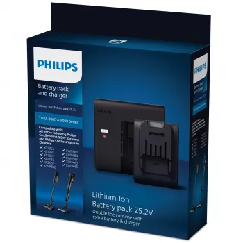 Philips XV1797 akumuliatorius belaidžiam dulkių siurbliui, juodas