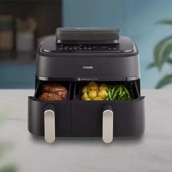 Karšto oro gruzdintuvė Philips 5000 serija NA551/00 – 9 l, 2300 W, jutiklinis valdymas, LED ekranas, juoda/sidabrinė