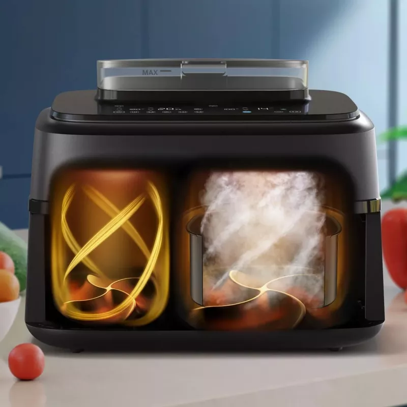 Karšto oro gruzdintuvė Philips 5000 serija NA551/00 – 9 l, 2300 W, jutiklinis valdymas, LED ekranas, juoda/sidabrinė
