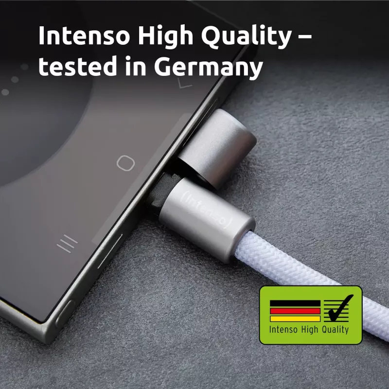 Intenso USB-C įkrovimo laidinis telefoninis pakabukas 60W greitas įkrovimas, reguliuojamas ilgis 1,65m nailonas violetinis
