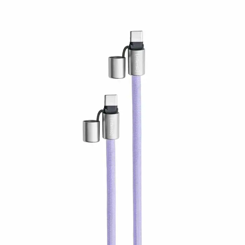 Intenso USB-C įkrovimo laidinis telefoninis pakabukas 60W greitas įkrovimas, reguliuojamas ilgis 1,65m nailonas violetinis