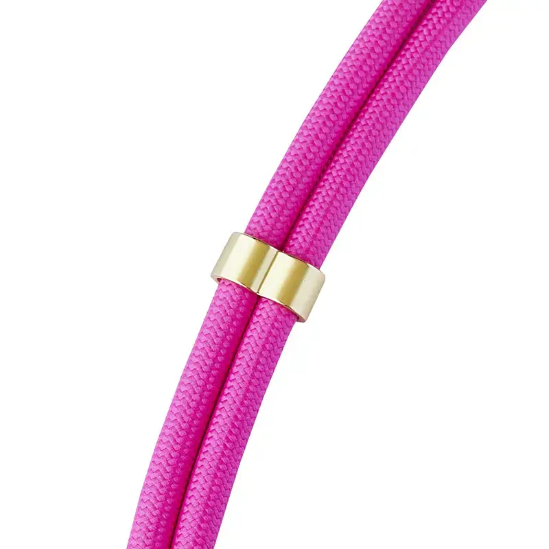 Intenso USB-C įkrovimo dirželis telefonui 60W greitas įkrovimas reguliuojamas ilgis 1,65m nailonas neon rožinė
