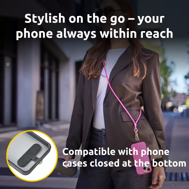 Intenso USB-C įkrovimo dirželis telefonui 60W greitas įkrovimas reguliuojamas ilgis 1,65m nailonas neon rožinė