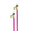 Intenso USB-C įkrovimo dirželis telefonui 60W greitas įkrovimas reguliuojamas ilgis 1,65m nailonas neon rožinė