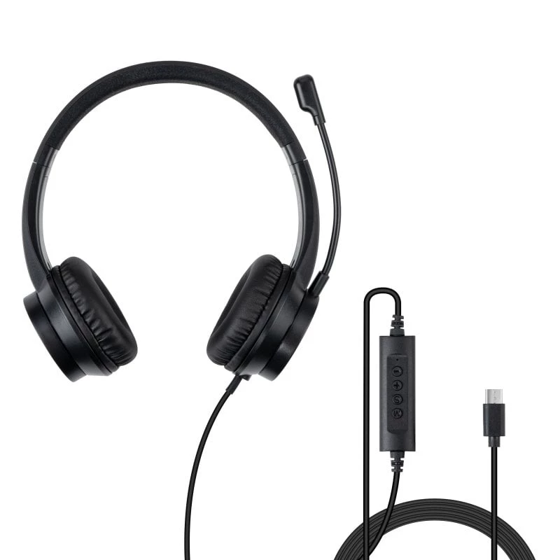Ausinės Lindy USB-C biuro ausinės laidinės 20-20000 Hz 1.95m Juodos