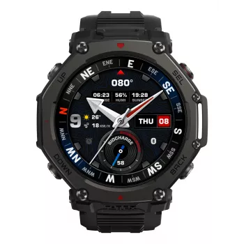 Amazfit T-Rex 3 Pro 3.81 cm (1.5 colio) AMOLED 48 mm Skaitmeninis 480 x 480 pikselių Lietimui jautrus ekranas Juodas Wi-Fi GPS (palydovas)