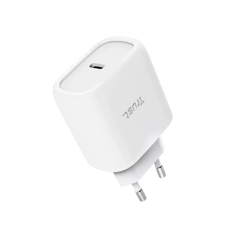 TRUST Maxo 45W USB-C GaN įkroviklis, 45 W, USB-C išėjimas, 20 V maks., 2 m kabelis, baltas
