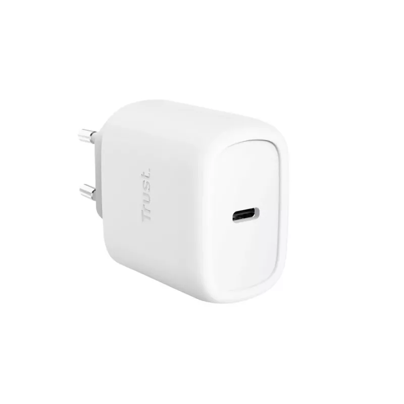 TRUST Maxo 45W USB-C GaN įkroviklis, 45 W, USB-C išėjimas, 20 V maks., 2 m kabelis, baltas