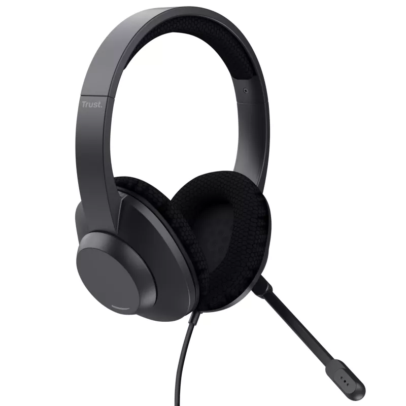 Trust Ayda Max ausinės su mikrofonu, laidinės, ant ausų, USB-C / USB-A, juodos