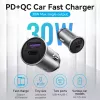 Automobilinis įkroviklis Vention Two-Port USB A+C (18/20) pilkas mini stiliaus aliuminio lydinys