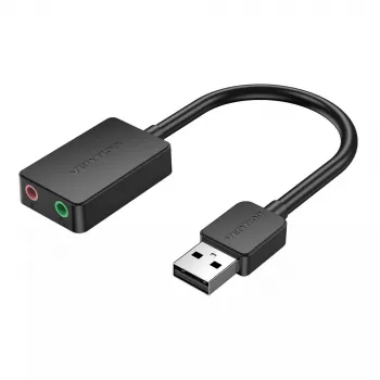 Vention 2 prievadų USB išorinė garso plokštė 0,15 m Juoda 2.1 kanalai 16 bit