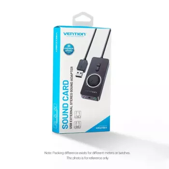 Vention USB 2.0 išorinis stereo garso adapteris su garsumo valdymu 0,15 m juodas ABS