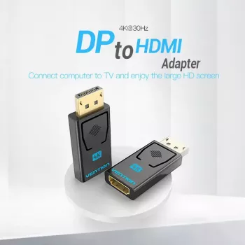 Vention DisplayPort (vyriškas) į HDMI (moteriška) adapteris, juodas, paauksuoti kontaktai