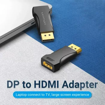 Vientis HDMI adapteris DisplayPort į HDMI Vention HBOB0, DisplayPort (vyriškas) į HDMI (moteriškas), juodas, auksuoti kontaktai