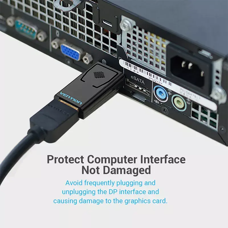 Vention HBKB0 adapteris DisplayPort į HDMI – DP (vyras) į HDMI (moteris), juodas, auksuoti kontaktai
