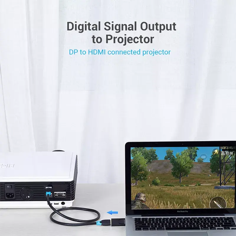 Vention HBKB0 adapteris DisplayPort į HDMI – DP (vyras) į HDMI (moteris), juodas, auksuoti kontaktai
