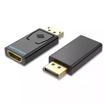 Vention HBKB0 adapteris DisplayPort į HDMI – DP (vyras) į HDMI (moteris), juodas, auksuoti kontaktai