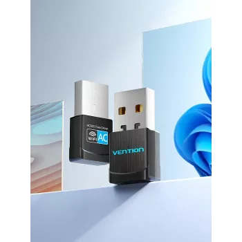 Vention USB Wi-Fi Dual Band adapteris 2,4G/5G juodas belaidis USB 433 Mbit/s