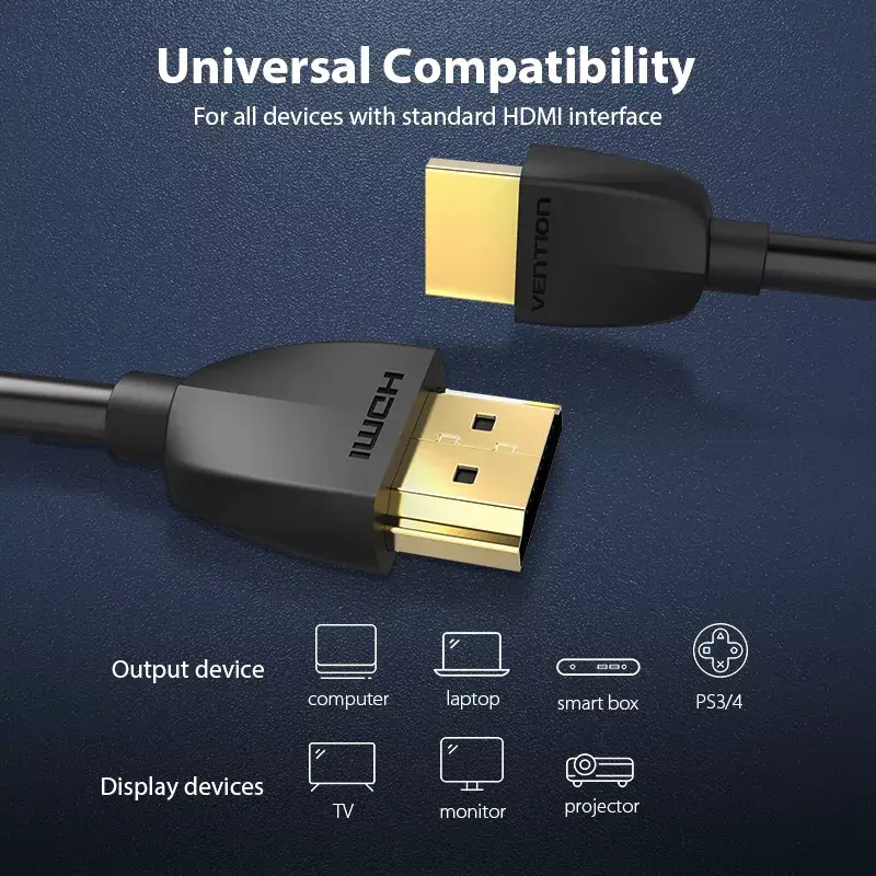 Vention nešiojamas HDMI laidas 1 m juodas 2.0 18 Gbit/s