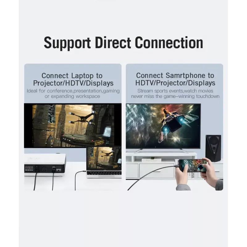 Vention Type-C į HDMI laidas 2 m juodas USB Type-C HDMI