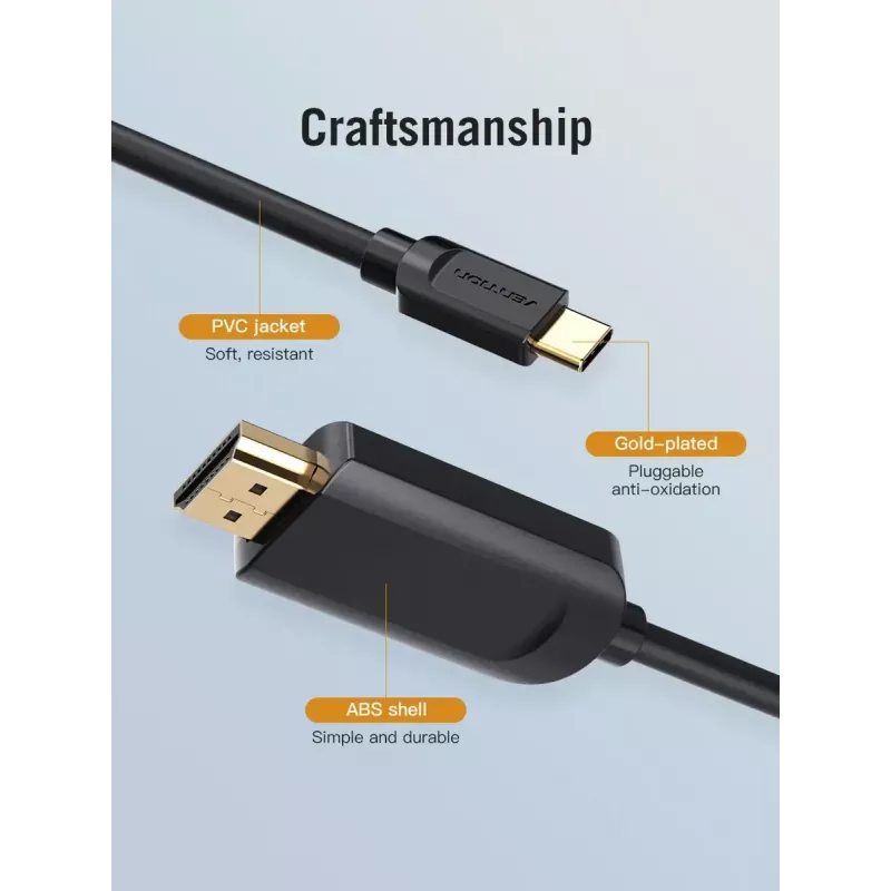Vention Type-C į HDMI laidas 2 m juodas USB Type-C HDMI