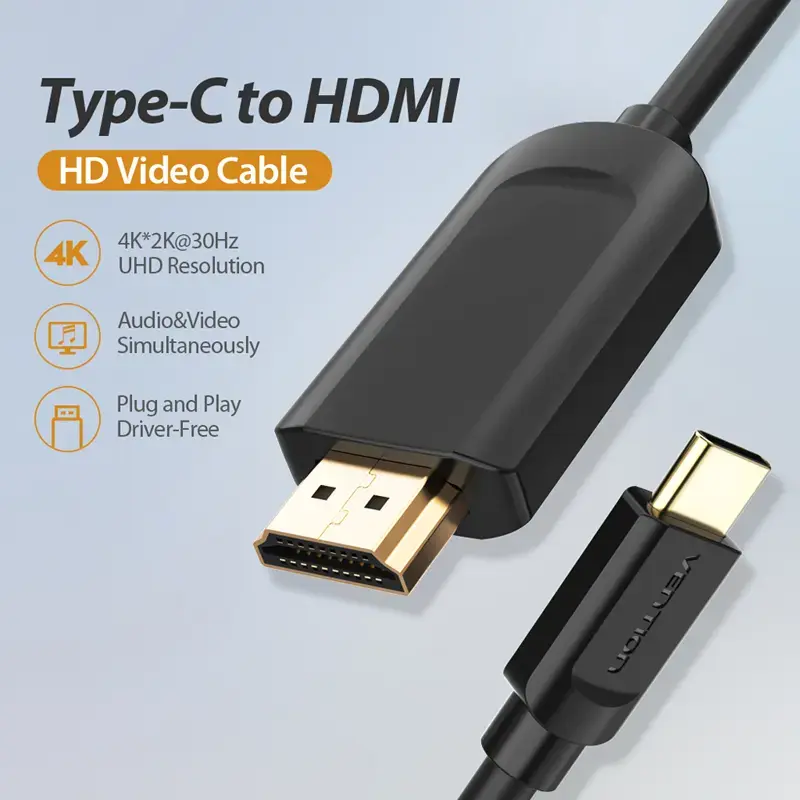 Vention Type-C į HDMI laidas 2 m juodas USB Type-C HDMI