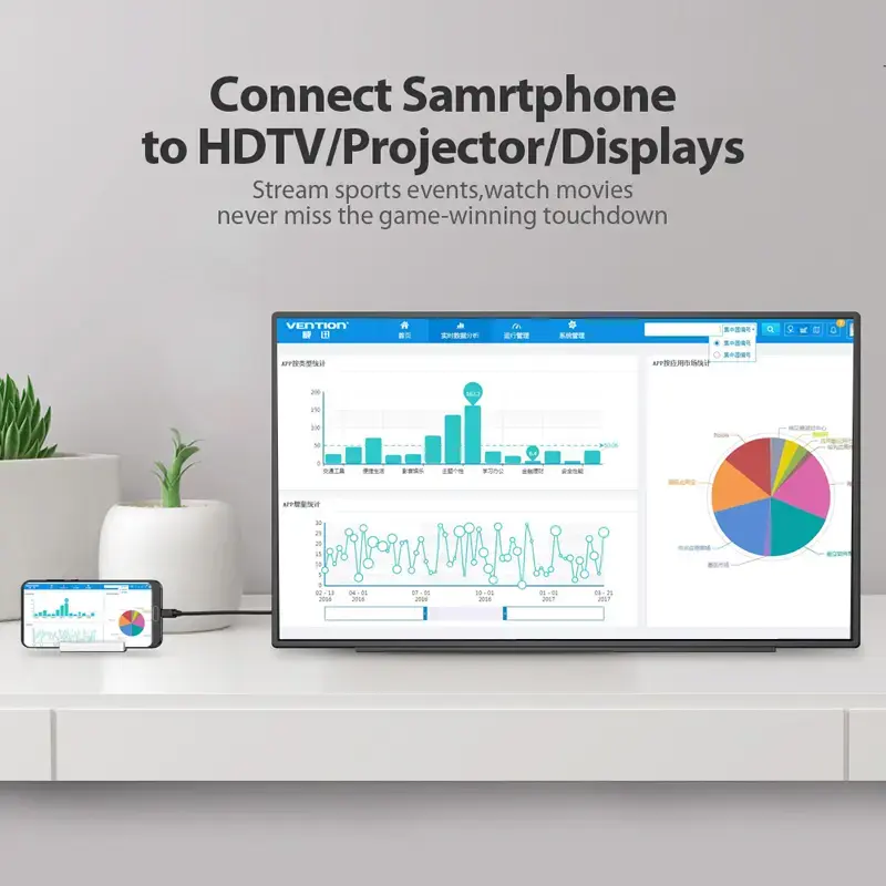 Vention Type-C į HDMI laidas 2 m juodas USB Type-C HDMI