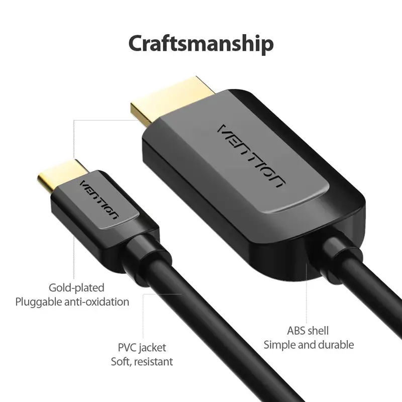Vention Type-C į HDMI laidas 2 m juodas USB Type-C HDMI