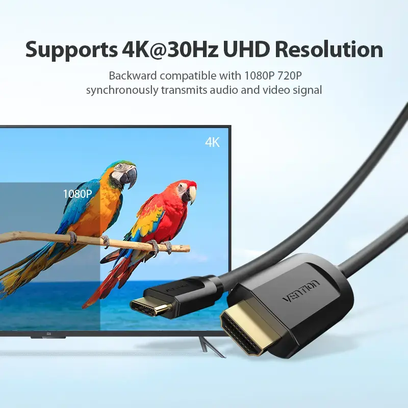 Vention Type-C į HDMI laidas 2 m juodas USB Type-C HDMI