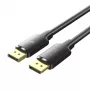 Vienos lizdo DisplayPort kabelis VYRIŠKAS-VYRIŠKAS Vention 1,5 m, 4K HD, juodas, 6 mm skersmens
