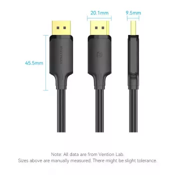 DisplayPort kabelis Vention HAKBJ 5 m, DisplayPort į DisplayPort, juodas