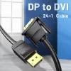 Vieno galo DisplayPort į DVI laidas Vention HAFBH — DisplayPort → DVI, 1 m, juodas, 5,2 mm