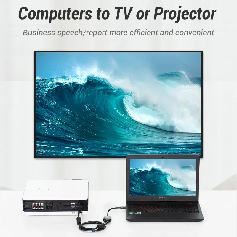 Vention Flat HDMI į VGA keitiklis 0,15 m juodas VGA D-Sub HDMI Type A
