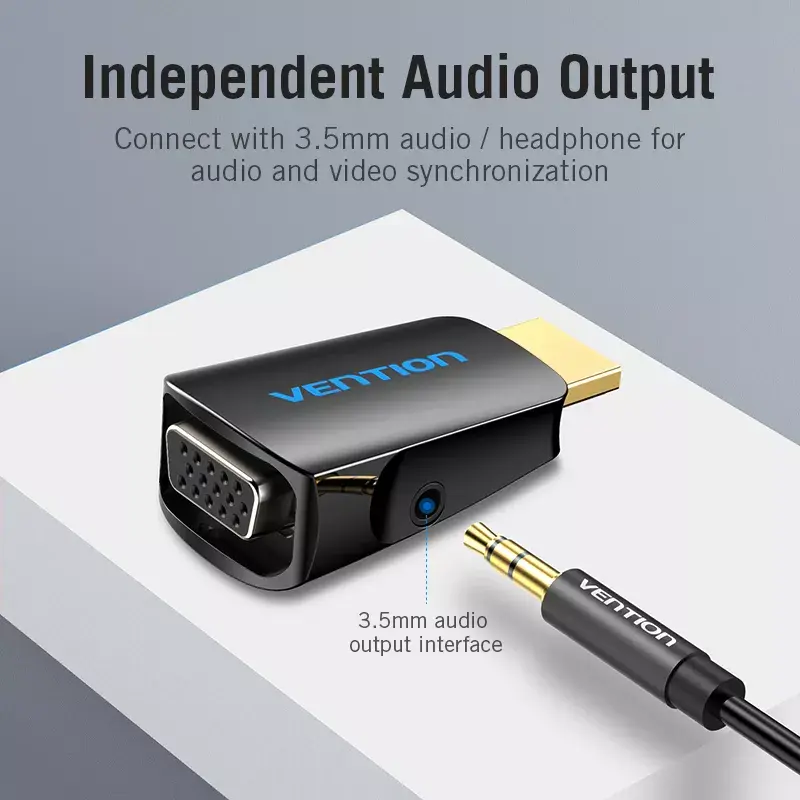 HDMI į VGA keitiklis Vention AIDB0 1080p Juodas