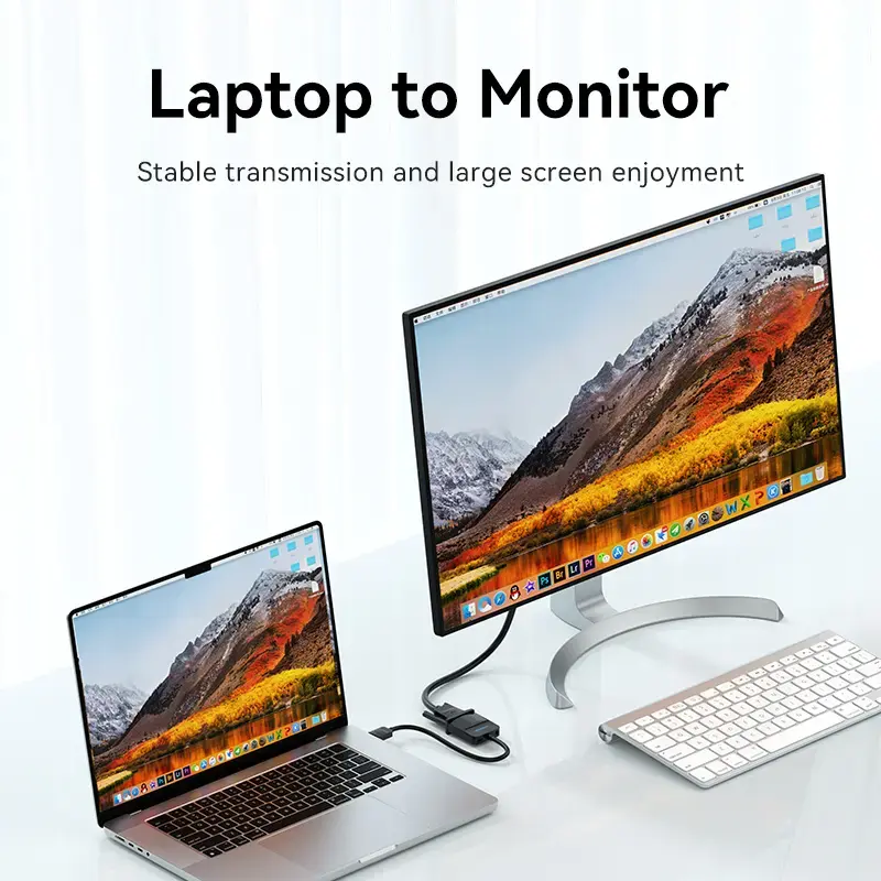 Vienos krypties HDMI į VGA keitiklis Vention 0,15 m juodas