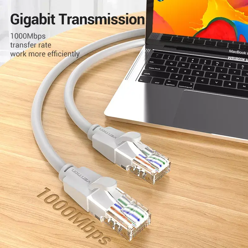Vieno tinklo kabelis Vention Cat.6 UTP Patch Cable RJ-45 5M Pilka