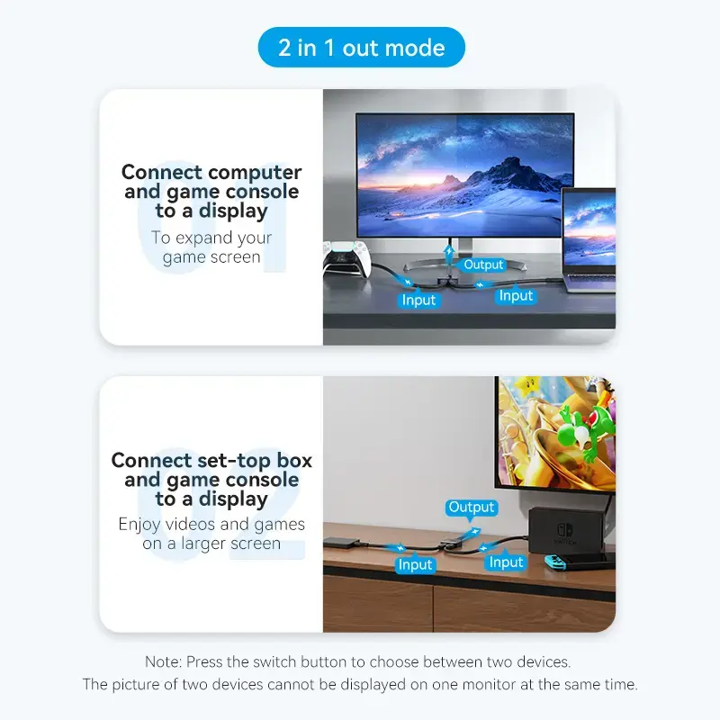 HDMI 2 prievadų bi-kryptis 4K perjungiklis Vention AKOB0