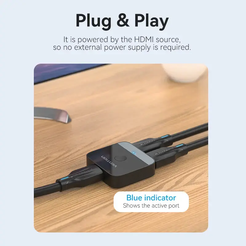 HDMI 2 prievadų bi-kryptis 4K perjungiklis Vention AKOB0