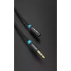 Garso ilginimo laidas Vention 3.5 mm 1,5 m, kištukas-lizdas, medvilninis pintas, juodas metalinis apdaila