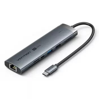 Docking stotelė Vention 9-in-1 USB-C TGVHB — RJ-45, HDMI 4K@60Hz, USB 3.2 Gen1, SD/MicroSD, 1x USB-C