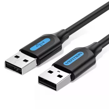 USB 2.0 A–A laidas Vention 2 m, juodas PVC, USB A į USB A, 480 Mbit/s