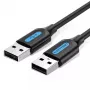USB 2.0 A–A laidas Vention 2 m, juodas PVC, USB A į USB A, 480 Mbit/s