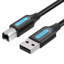 USB 2.0 A tipo (vyriškas) į B tipo (vyriškas) laidas Vention COQBJ, 0,5 m, juodas, PVC apvalkalas, 2 A, 0,48 Gbit/s
