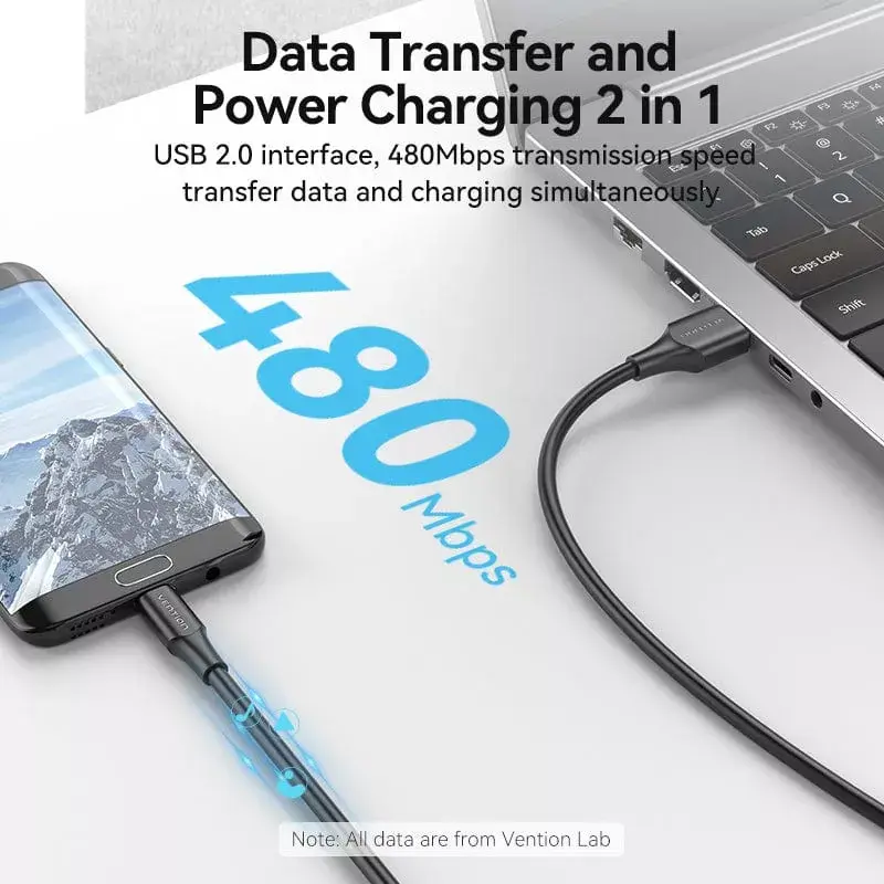 Vention USB 2.0 A (vyriškas) į Micro-B (vyriškas) 2A kabelis 2 m juodos spalvos