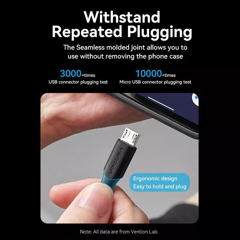 Vention USB 2.0 A (vyriškas) į Micro-B (vyriškas) 2A kabelis 2 m juodos spalvos