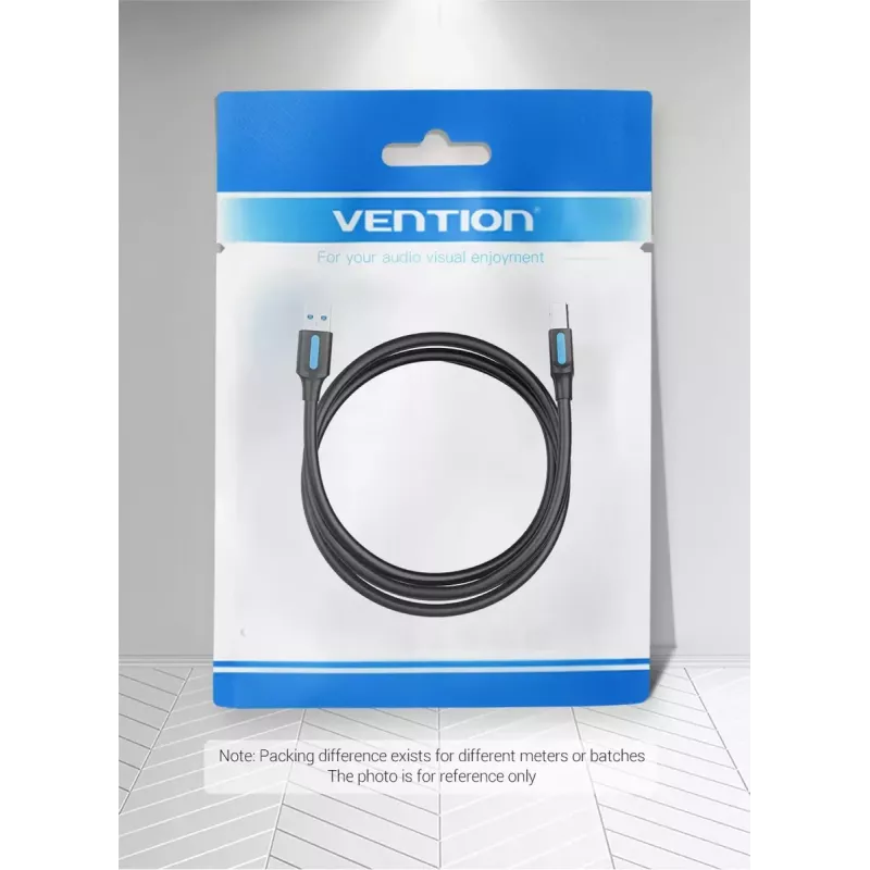 Vention USB 3.0 A-B laidas 3 m — USB 3.2 Gen 1 (5 Gbit/s), juodas, nikeliuotos jungtys